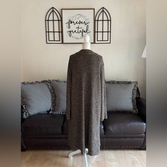 Lauren Ralph Lauren Brown Gold Metallic Knitted Maxi Long Sweater Coat Size 3X - Picture 11 of 13